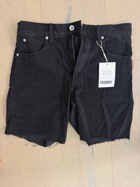 Everlane Black Raw-Edge Denim Shorts
